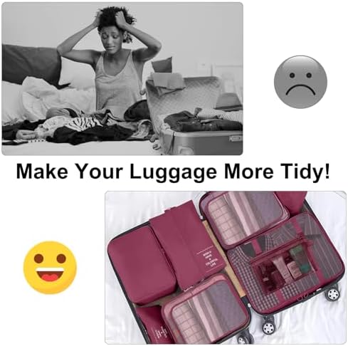 Packing Cubes for Suitcases, 10 pcs Packing Cubes Luggage Organiser Bags Travel Essentials Bags for Clothes Shoes Toiletries Travel Luggage Organizers Storage Bags-Burgundy - Image 5