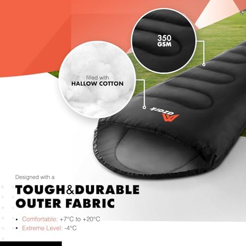 azark Premium Sleeping Bag, 350GSM, Lightweight and Waterproof, 4 Seasons of Camping, Hiking and Outdoors, Sleeping bag for Adults & Kids - Image 4