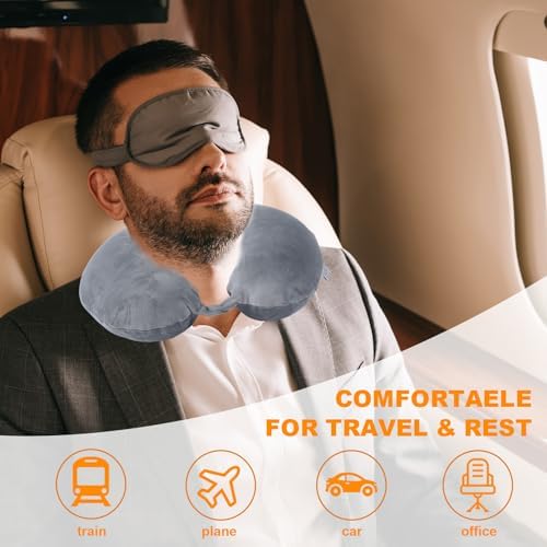 Travel Pillow,100% Pure Memory Foam U Shaped Neck Pillow,Super Lightweight Portable Headrest Great for Airplane, Car,Home,Office,Sleeping (gray) - Image 2
