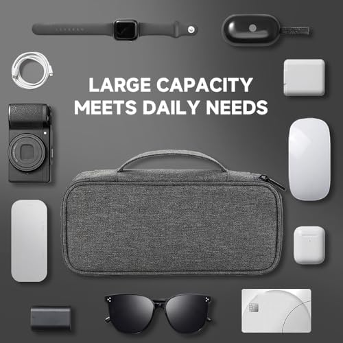 Teskyer Travel Tech Pouch, Protable Cable Organiser Bag, Electronics Accessories Travel Organizer Case for Cable Charger Earphone Power Bank Hard Drive - Dark Grey - Image 8