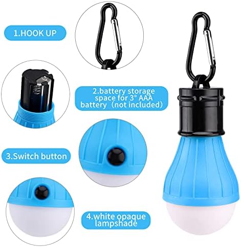5 Pcs Camping Lights LED Tent Lights with Carabiner Clips Outdoor Mini Camping Lantern Portable LED Tent Lantern Lamp 3 Lighting Modes Hanging Light Waterproof Emergency Camping SOS Signal Light - Image 6