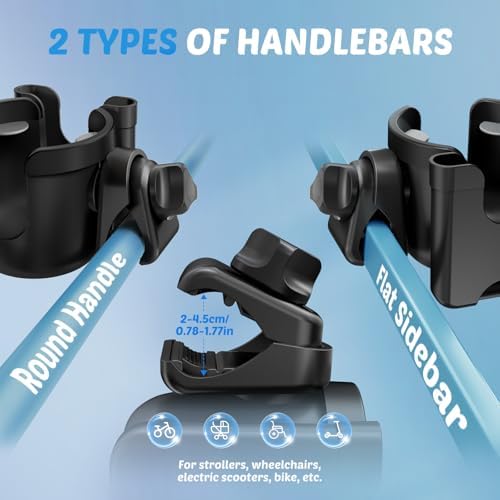 Guiseapue Pram Cup Holder: Universal Drink Coffee Cup Holder with Phone Holder Organiser for Wheelchair, Pushchair, Buggy, Bike, Walker, Baby Essentials for Newborn, New Mum Gifts for Baby Wishlist - Image 3