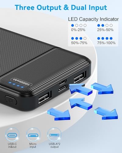 AsperX 2-Pack Power Bank Portable Charger Fast Charging 10000mAh, PowerBank USB C Input and Output, Battery Pack Compatible with iPhone, Samsung, Huawei, iPad, Tablets and More - Image 5