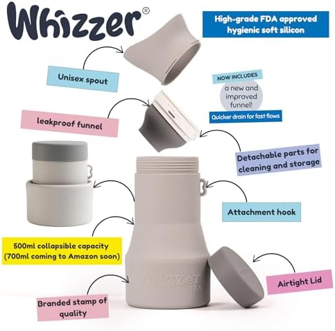 Whizzer™ - Discreet Portable Toilet For Adults - Seen on Dragons Den - Travel Essentials for Festivals, Camping, Caravans & Travel - Silicone Pee Bottle for Men & Women - Portable & Leakproof - 500ml - Image 4