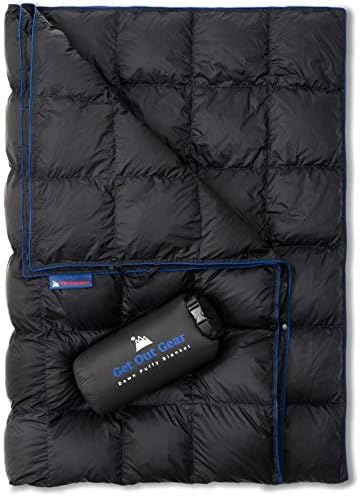Get Out Gear Down Camping Blanket - Outdoor Lightweight Packable 650 Fill Power Down Blanket Compact Waterproof and Warm Backpacking Quilt for Camping Hiking Travel Hammock