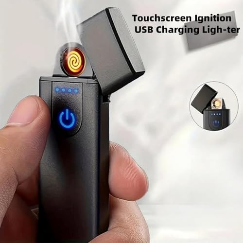 Touchscreen Ignition Usb Charging Light/er,Rechargeable USB Electronic Ligh-ter,Flameless Windproof Light/er for Candles,Cooker,Fire Starter|USB Light/er (Black) - Image 5