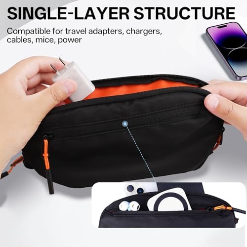 Teskyer Cable Organizer Bag - Portable, Waterproof, Compact Design, Travel Organiser, Travel Accessories, 23 x 13 x 5 cm, Black - Image 4