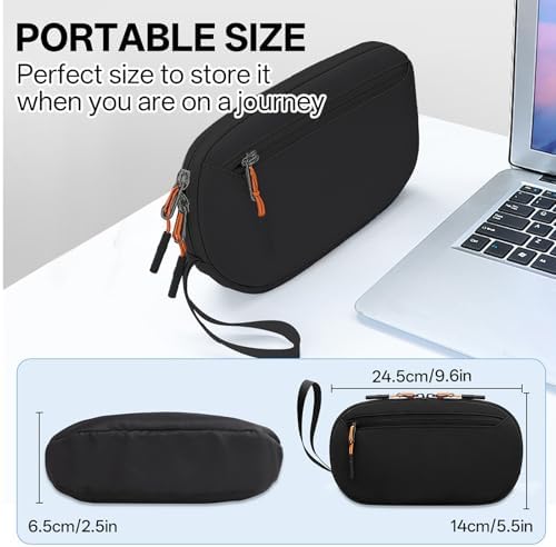 Teskyer Cable Organizer Bag - Portable, Waterproof, Compact Design, Travel Organiser, Travel Accessories, 23 x 13 x 5 cm, Black - Image 6