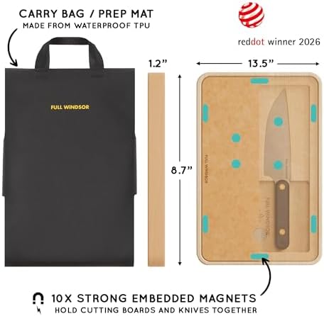 FULL WINDSOR - MagKnives Magnetic Camping Chopping Board and Knife Set - Portable Camping Kitchen Prep Kit with 2 Wood Cutting Boards, 6" Chef Knife, 3.5" Utility Knife, Carry Bag for Outdoor Cooking - Image 4
