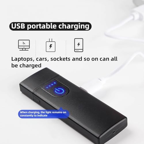 Touchscreen Ignition Usb Charging Light/er,Rechargeable USB Electronic Ligh-ter,Flameless Windproof Light/er for Candles,Cooker,Fire Starter|USB Light/er (Black) - Image 2