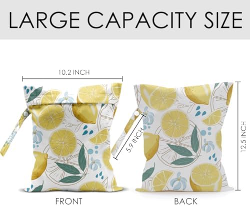 Wet Bag for Swimsuit Pool Travel Baby Cloth Diapers Dirty Yoga Gym Clothes Beach Bags Summer Gifts for Women Men Beach Vacation Essentials Lemon Waterproof Wet Dry Bag Travel Laundry Bags - Image 2