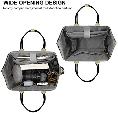VSNOON Laptop Backpack for Women,15.6 Inch Stylish Laptop Rucksack Wide Open, Travel Backpack with USB Charging Port, Water Resistant Work Bag Computer Backpack for Women, Black - Image 5