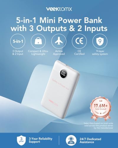 10000mAh Power Bank Fast Charging, Mini USB C Portable Charger with PD QC 3.0, Small Battery Pack, Compact External Battery Bank for iPhone, Samsung (White) - Image 2