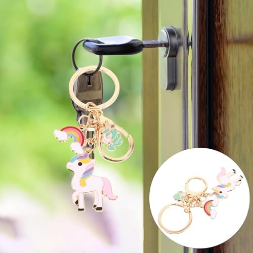 PACKOVE Unicorn Keychain Mini Unicorn Keyring Unicorns Purse Charm Enamel Rainbow Keyring Cute Animal Animal Keychains Backpack Charms for Girls Backpack Purse - Image 5