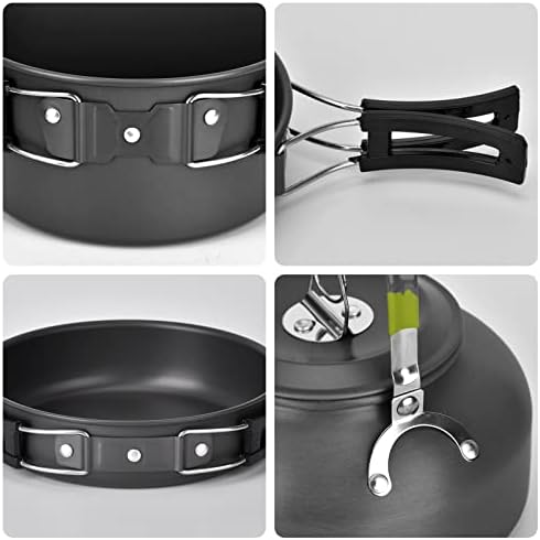 Camping Cookware Set, Portable and Lightweight Stainless Steel Camping Frying Pan Pots Cups Cutlery for Outdoor Picnic Hiking Camping - Image 2