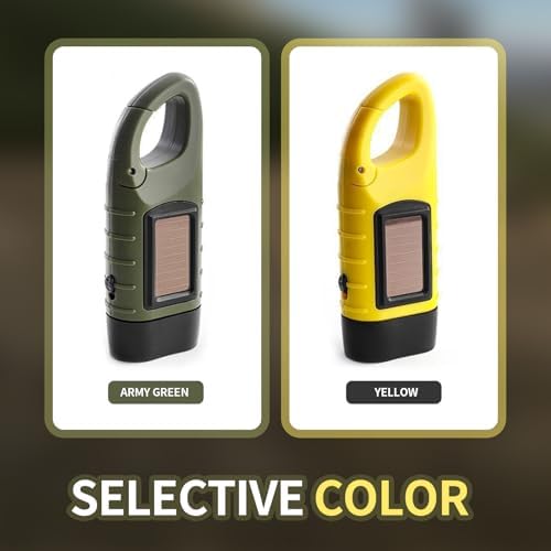 2-Pack Wind Up Torch, LED Flashlight with Solar Power and Hand Crank, Super Bright Emergency Light with Carabiner Hook, Portable Rechargeable Torch for Camping, Hiking, Outdoor Survival Gear - Image 7
