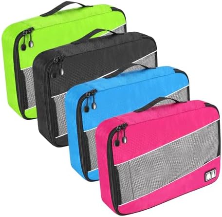 Packing Cubes for Suitcases,SWEDOU 4pcs Large Packing Cubes Luggage Carry-On Suitcase Oragniser Bags for Travel Waterproof Storage Bag for Clothes (4color)