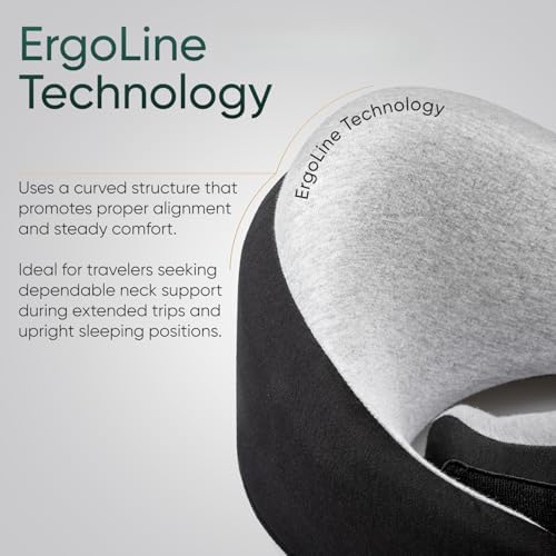 Proglobe Luxe Memory Foam Travel Neck Pillow for Airplanes, Ergonomic 360° Support with Soft Chin Support, Organic Cotton Cover, Compact Compression Bag, Charcoal Black - Image 3
