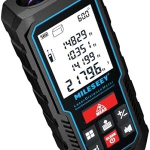70M Laser Measure Device, MiLESEEY 229ft Digital Laser Tape Measure with Upgrade Electronic Angle Sensor, ±2mm Accuracy, Area Measurement, Volume and Pythagoras, 2"LCD Backlit, Mute, Battery Included