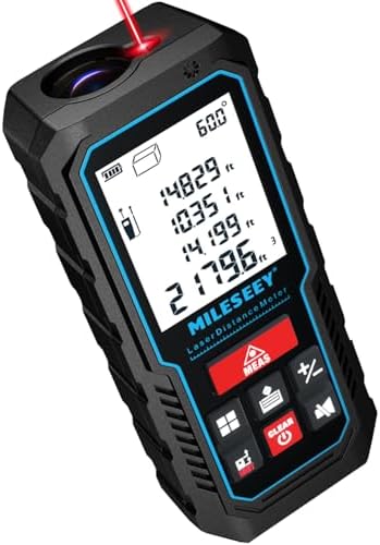 70M Laser Measure Device, MiLESEEY 229ft Digital Laser Tape Measure with Upgrade Electronic Angle Sensor, ±2mm Accuracy, Area Measurement, Volume and Pythagoras, 2"LCD Backlit, Mute, Battery Included
