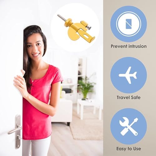 Portable Door Lock - Suitable for Travel Hotels, Homes,College Apartments with Increase Security, Adjustable, Easy to Install (Yellow) - Image 6