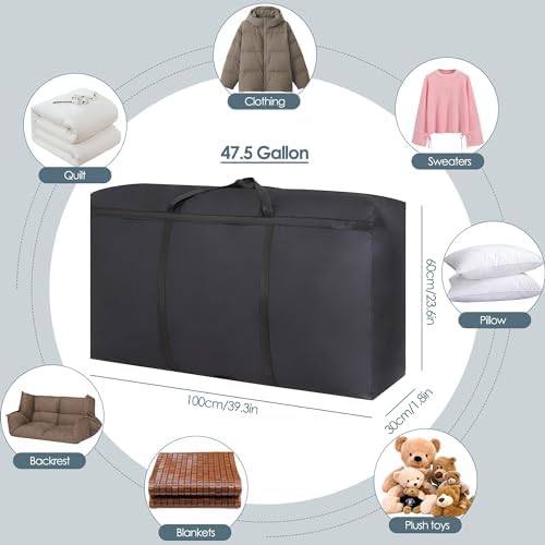 3 Pack 180L Large Storage Bags Organizer, Clothes Duvet Storage Bag Moving Storage Boxes with Zips Under Bed Storage Box for Moving House, Clothes Storage, Laundry Bag, Packing, House Essentials - Image 2