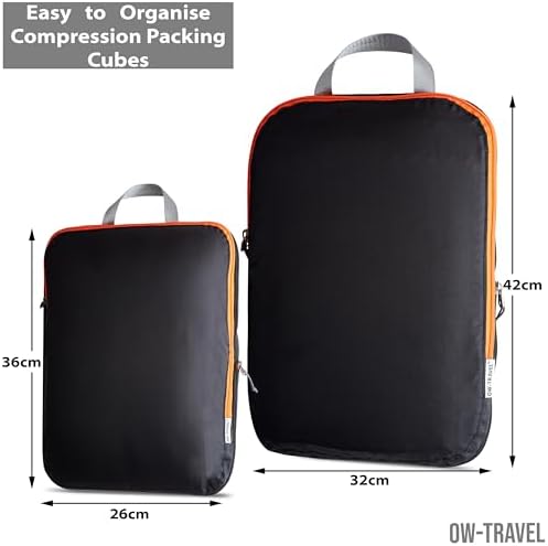 OW-Travel Compression Packing Cubes for Suitcases, Black, Large, 4 Pack Set | Compressible suitcase organiser bags and travel clothes dividers for luggage, backpacks, suitcase storage and holiday packing - Image 10