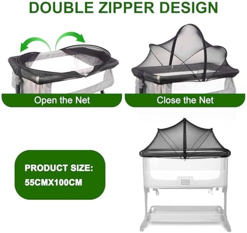 Fine Mesh Mosquito Net with Silent Zipper for Baby Travel Cot, Black | Smooth Noiseless Zipper Enables Easy Access, Quick To Assemble, Tightly Woven Mesh Blocks Insects - Image 7