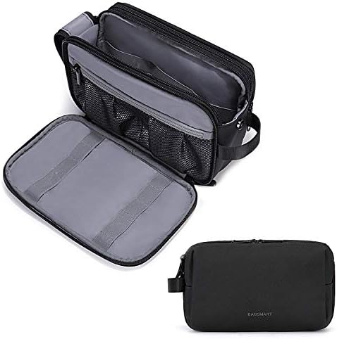 BAGSMART Mens Wash Bag Travel Toiletry Bag Makeup Shower Shaving Organiser for Bathroom Camping Gym - Water Resistant & Wet Dry Seperate, Black - Image 8