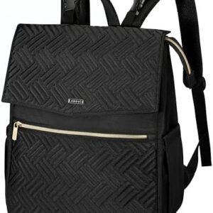LANDICI Baby Changing Bag Backpack, Multifunction Nappy Change Back Pack Stylish Baby Travel Diaper Bags with Changing Mat, Stroller Straps for Mum Dad Boy Girls (Black)