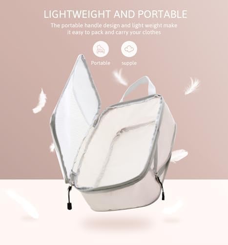 Meowoo Compression Packing Cubes 7 Set, Ripstop Mesh Travel Organizers for Luggage, Multi-Functional Ultralight Expandable Packing Cubes for Suitcase, Carry-on Luggage, Travel, Backpack, Beige - Image 6