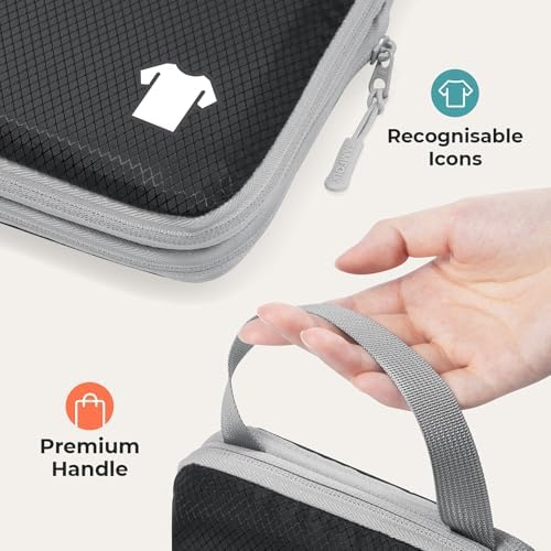 Samfolk Compression Packing Cubes for Suitcases Packing Cubes Compression Set Waterproof Suitcase Organiser Bags for Travel Suitcase Luggage Packing Organizer Bags Travel Essentials Black 8 Set - Image 4
