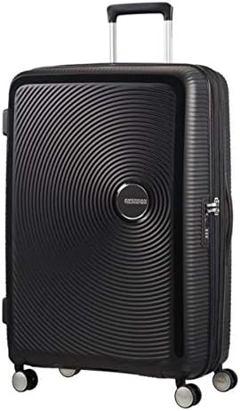American Tourister Soundbox - Hard Shell Suitcase 77 cm Large - Trolley Suitcase with 4 Wheels, TSA Lock, Expandable & Light - 97/110 L - Black (Bass Black)