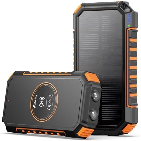 Solar Charger 20000mAh Power Bank - Hiluckey Wireless Portable Charger 3A USB C Fast Charging External Battery Pack for Cell Phone Tablets