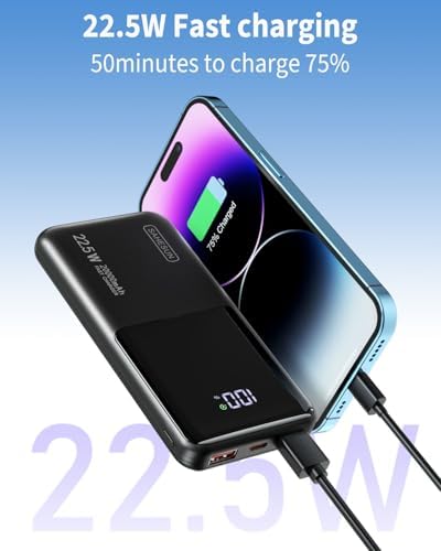 Portable Charger 20000mAh 22.5W Power Bank PD20W Fast Charging PD3.0 QC4.0 USB C Outputs & Inputs PowerBank With LCD Display For Smartphones, Smartwatches, Outdoor Equipment, etc. - Image 2
