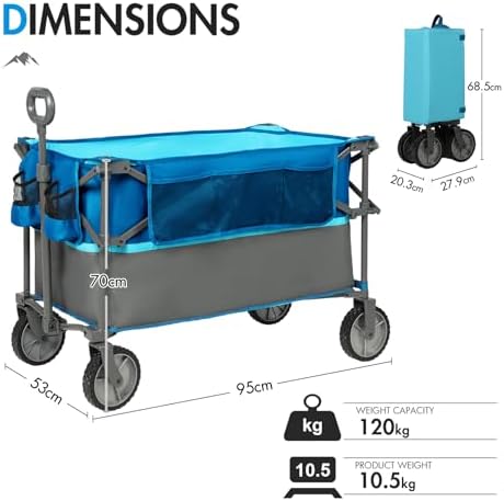 PORTAL XL Deeper Festival Trolley on Wheels 300L Larger Capacity Folding Camping Garden Beach Trolley Heavy Duty Pull along Cart Collapsible Wagon Foldable Picnic Trailer Hand Truck - Image 6