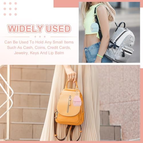 PATIKIL Mini Backpack Cute Cosmetic Bag for Women, PU Leather Creative Pendant Keychain Coin Purse for Makeup Key Card Data Cable Organizer, Green - Image 6