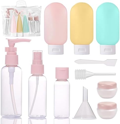 Travel Bottles for Toiletries,12 Pcs Silicone Travel Bottles Containers with Waterproof Bag Squeezable Travel Accessories for Lotion Shampoo Conditioner Skincare Cosmetics