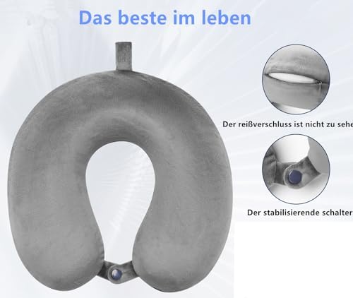 kierain Travel Pillow Memory Foam Neck Pillow for Travel Support Pillow Luxury Compact Lightweight Quick Pack for Camping Sleeping Rest Cushion (Gray) - Image 5