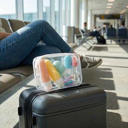 Laxen 16 Pack Travel Bottles for Toiletries, Leakproof Silicone Refillable Set with Clear Toiletry Bag, Cabin Size Carry On Flight Essentials, TSA Approved for Shampoo, Lotion & Cream - Image 9