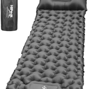 HiiPeak Camping Sleeping Pad, Ultralight Camping Mat with Pillow Built-in Foot Pump Inflatable Sleeping Pads Compact for Backpacking Hiking Traveling Tent (Gray)