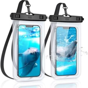 YOSH Waterproof Phone Pouch 2 Pack, 7 inch IPX8 Waterproof Phone Case for Swimming Travel Beach Trip Snorkelling Kayaking, Underwater Case for iPhone 17 16 15 Pro Max Samsung S26 S25 S24 Ultra- Clear