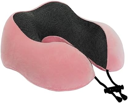 Memory Foam Travel Pillow, Neck Pillow with 360-Degree Head Support, Comfortable and Lightweight, Ideal for Sleeping on Airplane, Car, Train, Bus and Home Use, Comes with Storage Bag (Pink) - Image 4