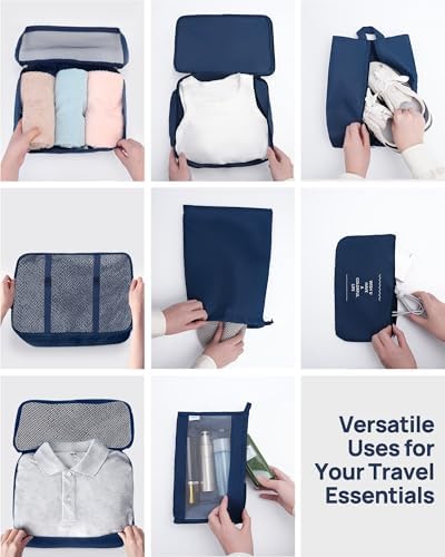 Packing Cubes for Suitcases, 8-Piece Travel Organizer, Ultralight, Breathable and Washable Packing Cube Suitable for Travel, Vacation and Camping (Blue) - Image 4