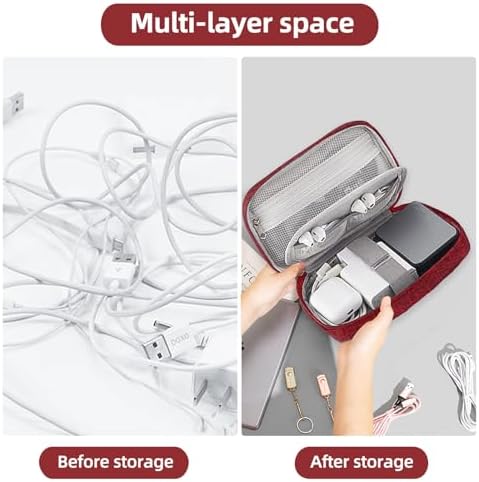 NEUSID Small Travel Cable Organiser Bag, Cable Pouch, Electronics Accessories Organizer Carry Bag, 3 Layers Pouch Storage All-in-One Gadget Storage Bag for Cable, Cord, Charger, Phone, Earphone - Image 4