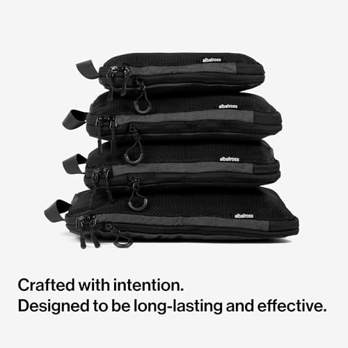 Albatross Compression Packing Cubes | Packing Cubes for Suitcases and Backpacks | Made from Recycled Fabric (Compression Set of 4 - Black) - Image 5