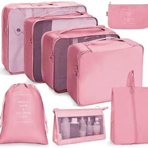 OSDUE Packing Cubes for Suitcase, 8PCS Travel Organiser Packing Bags, Travel Accessories Organizers Essentials, Clothes Shoes Cosmetics Toiletries Storage Bags