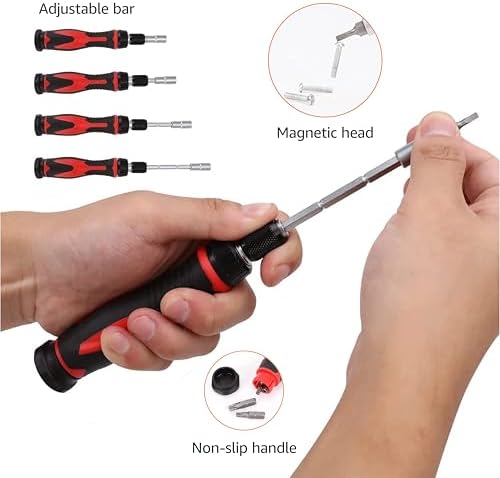 Amazon Basics Magnetic Ratcheting Wrench and Electronics Precision Screwdriver Set, 73 count (Pack of 1), Black, Red, Silver - Image 2