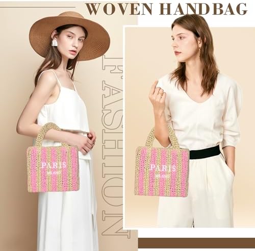 Straw Beach Bag for Women Summer Woven Tote Bag Packable Straw Purses and Handbags for Vacation Holiday - Image 3