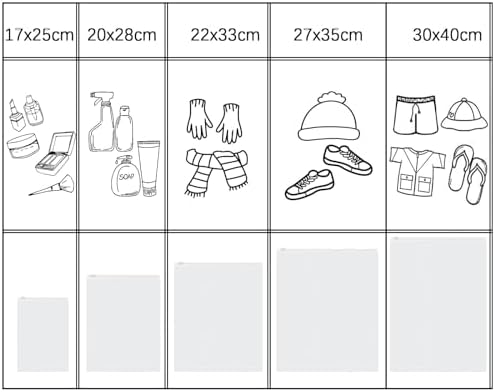 Reusable Zip Lock Bags 34pcs - 5 Size Plastic Travel Organiser Pouches, Frosted Waterproof Storage for Clothes, Shoes, Cosmetics, Suitcase - No Holes Hospital Bag - Image 3